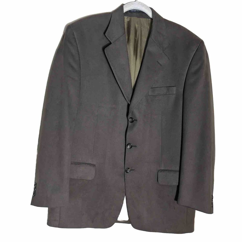 Men's Brown Micro Suede Sports Coat Blazer Suit Jacket Size 42R